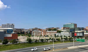 Stunning Panoramic View Of St Catharines Skyline At Sunset Wallpaper