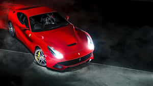 Stunning Red Ferrari F12 Berlinetta On The Road Wallpaper