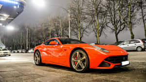 Stunning Red Ferrari F12 Berlinetta On The Road Wallpaper