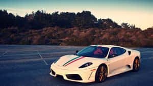 Stunning Red Ferrari F430 On Display Wallpaper