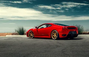 Stunning Red Ferrari F430 On The Road Wallpaper