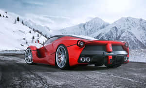 Stunning Red Ferrari Laferrari In Motion Wallpaper