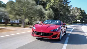 Stunning Red Ferrari Portofino In Full Glory Wallpaper