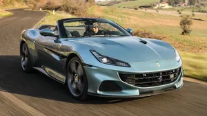 Stunning Red Ferrari Portofino With Open Roof Wallpaper