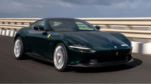 Stunning Red Ferrari Roma Gliding On An Open Road Wallpaper