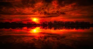 Stunning Red Sunset Landscape Wallpaper