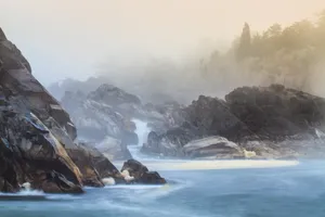 Stunning Sea Rocks Painting Wallpaper