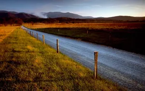 Stunning Shot Of The Road To The Great Smoky Mountains Wallpaper