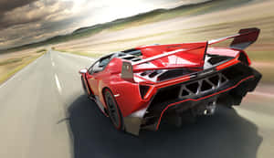 Stunning Silver Lamborghini Veneno In Action Wallpaper