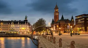 Stunning Skyline Of Helsingborg City, Sweden Wallpaper