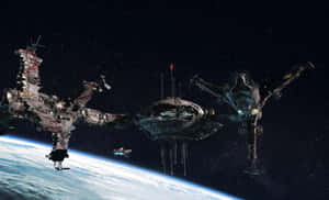 Stunning Space Station Orbiting Earth Wallpaper