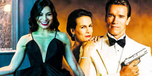 Stunning Still From True Lies Movie Starring Arnold Schwarzenegger And Jamie Lee Curtis Wallpaper