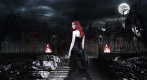 Stunning Vampire Costume For A Memorable Halloween Experience Wallpaper