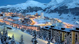 Stunning View Of A Ski Resort At Twilight Wallpaper