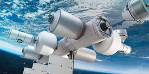 Stunning View Of International Space Station In Orbit Wallpaper