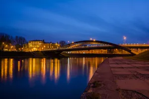Stunning View Of Mindaugas Bridge On An Overcast Day, Vilnius Wallpaper
