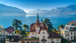 Stunning View Of Montreux Riverside Wallpaper