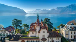 Stunning View Of Montreux Riverside Wallpaper