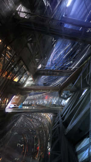 Stunning View Of The Mass Effect Citadel With Vibrant Lights And Futuristic Architecture Wallpaper