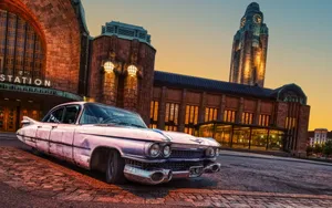 Stunning Vintage Cadillac Eldorado At Sunset Wallpaper