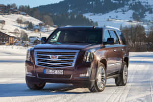 Stunning White Cadillac Escalade On An Open Road Wallpaper