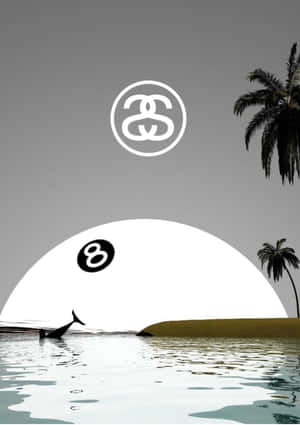 Stussy Logo Tropical Backdrop Wallpaper