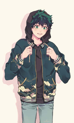Stylish Anime Character Deku Drip Wallpaper