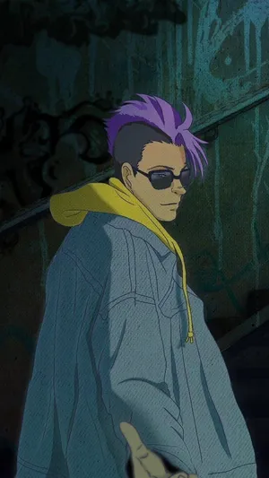 Stylish Anime Character With Purple Hair Wallpaper