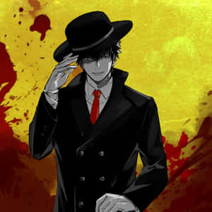Stylish Anime Characterin Black Suit Wallpaper