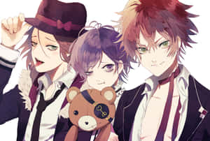 Stylish Anime Trio With Teddy Bear Wallpaper