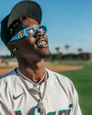 Stylish_ Baseball_ Player_ Sunglasses Wallpaper