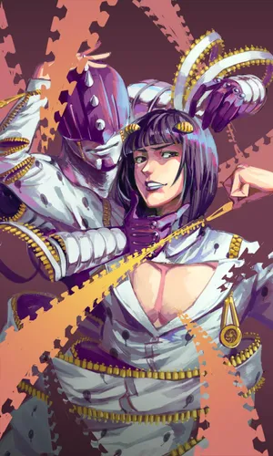 Stylish Bruno Bucciarati Posing In His Signature Outfit In A Colorful Background. Wallpaper