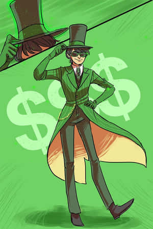 Stylish Cartoon Character Money Backdrop Wallpaper