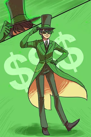 Stylish Cartoon Character Money Backdrop Wallpaper