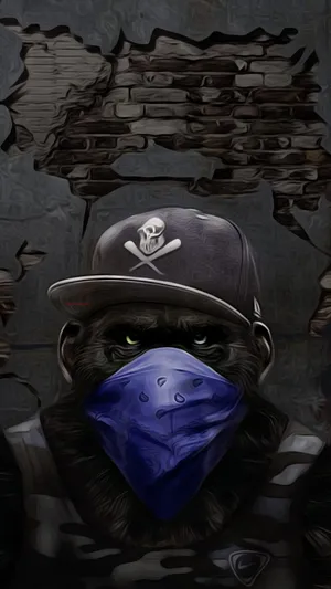 Stylish Chimpanzee In Gangster Attire Wallpaper