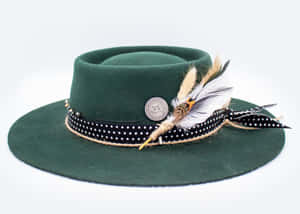 Stylish Fedora Hat On Wooden Table Wallpaper