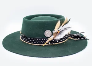 Stylish Fedora Hat On Wooden Table Wallpaper