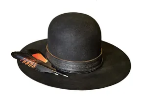 Stylish Fedora Hat On Wooden Table Wallpaper