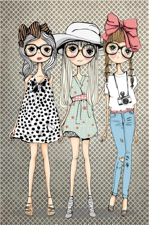 Stylish Girly Fashion Illustration Wallpaper