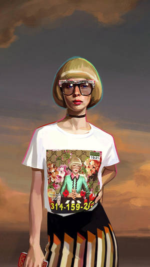 Stylish Gucci Model Illustration Wallpaper