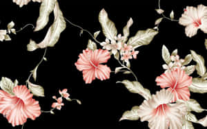 Stylish Illustration Of Pink Hibiscus Flower Wallpaper