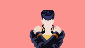 Stylish Josuke Higashikata Striking A Pose On A Dynamic Background. Wallpaper