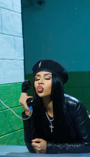 Stylish Phone Call Expression Wallpaper