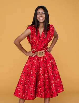 Stylish Red Clothing Ensemble Wallpaper