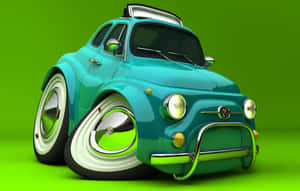 Stylish Red Fiat 500 Parked On City Street Wallpaper