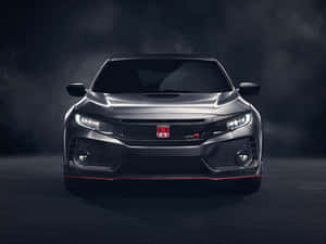 Stylish Red Hatchback On City Street Wallpaper