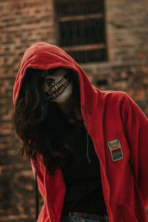 Stylish Red Hoodie In A Casual Urban Setting Wallpaper