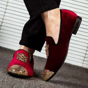 Stylish Red Shoes On Grayscale Background Wallpaper