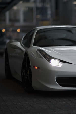 Stylish, Sophisticated White Ferrari Iphone. Wallpaper