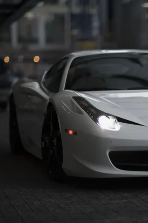 Stylish, Sophisticated White Ferrari Iphone. Wallpaper